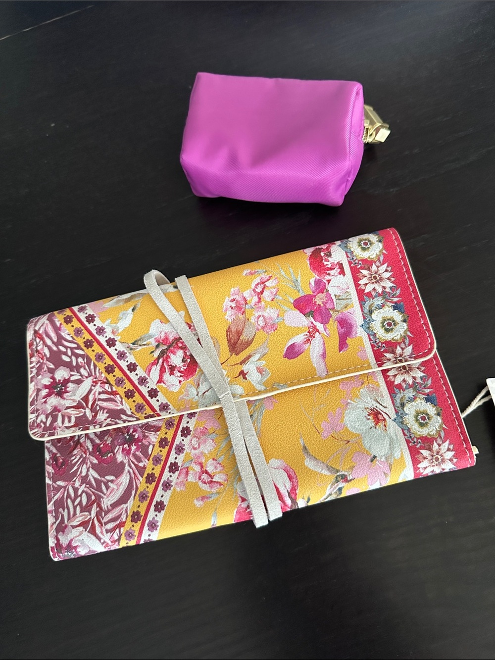Anthropologie Yellow & Pink Floral Jewelry Travel